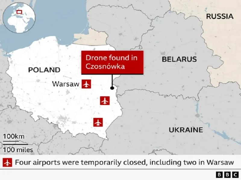 Las supuestas incursiones de drones rusos en Polonia podrían deberse a interferencias de la OTAN