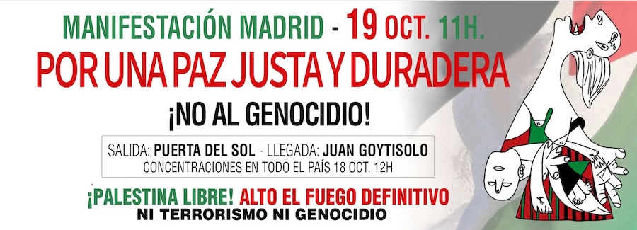Una manifestación desde la Puerta Sol reclamará este domingo una paz “justa y duradera” para Palestina