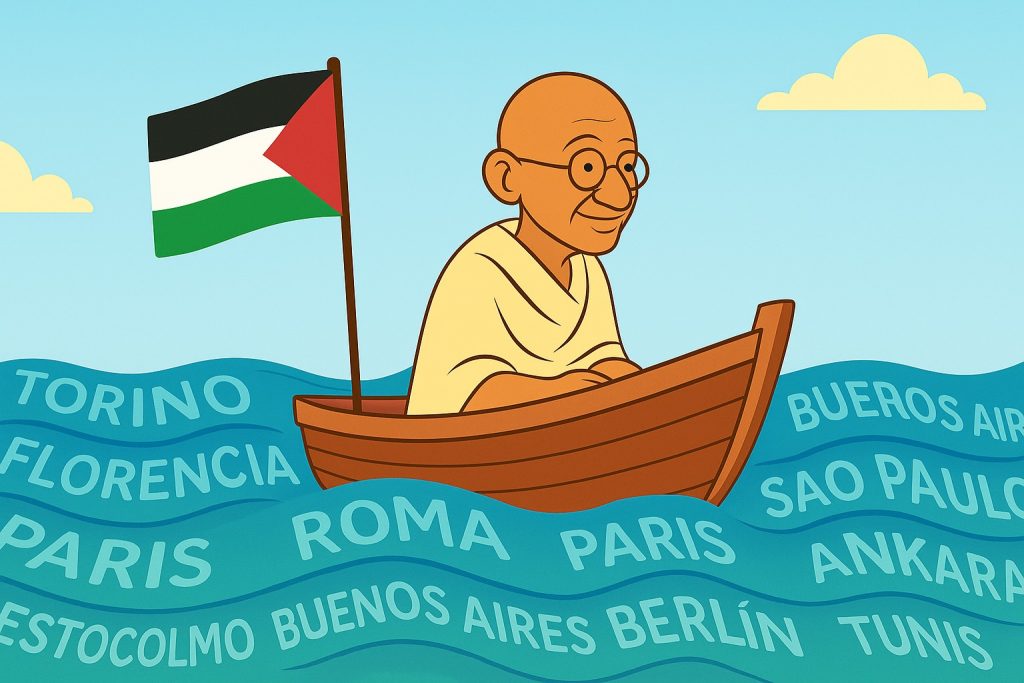 Gandhi en camino a Gaza