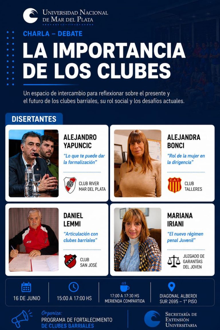 LA UNMDP DEBATIRA EL ROL SOCIAL DE LOS CLUBES EN ARGENTINA